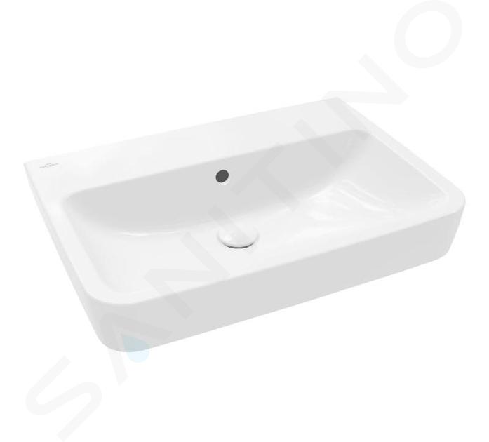 Villeroy & Boch O.novo - Waschbecken 650x460 mm, ohne Überlauf, ohne Hahnloch, CeramicPlus, Alpinweiß 4A4168R1