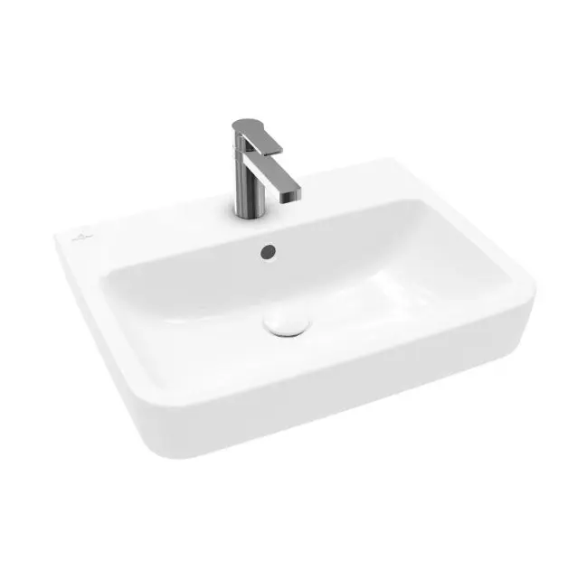 Levně Villeroy & Boch O.novo - Umyvadlo na desku, 60x46 cm, s přepadem, otvor pro baterii, AntiBac, CeramicPlus, alpská bílá 4A416GT2
