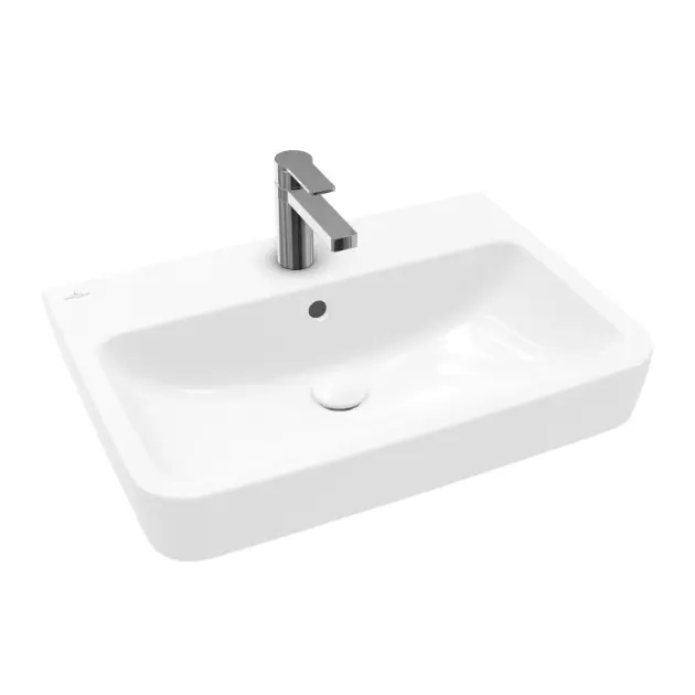 Villeroy & Boch O.novo - Aufsatzwaschbecken, 65x46 cm, mit Überlauf, mit Hahnloch, Alpinweiß 4A41KG01