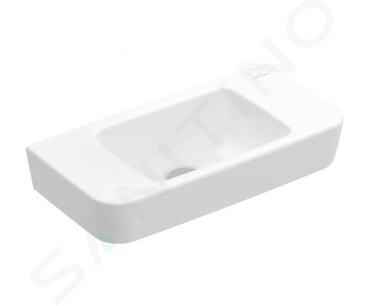Villeroy & Boch O.novo - Umývátko Compact 50x25 cm, bez přepadu, bez otvoru pro baterii, AntiBac, CeramicPlus, alpská bílá 434253T2