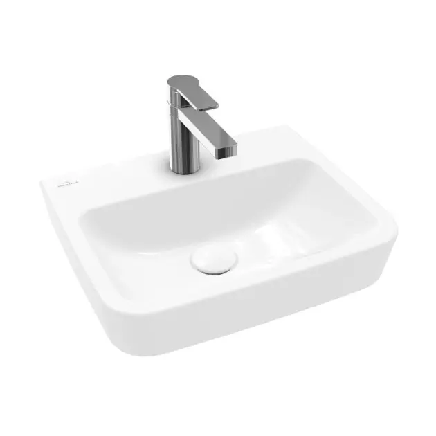 Levně Villeroy & Boch O.novo - Umývátko na desku, 45x37 cm, bez přepadu, otvor pro baterii, CeramicPlus, alpská bílá 43444LR1