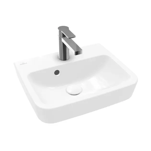 Levně Villeroy & Boch O.novo - Umývátko na desku, 45x37 cm, s přepadem, otvor pro baterii, AntiBac, CeramicPlus, alpská bílá 43444GT2