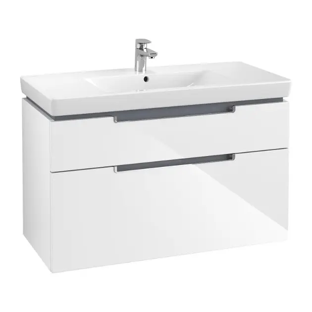 Villeroy & Boch Subway 2.0 - Waschtischunterschrank, 99x59x45 cm, 2 Schubladen, Glossy White A91510DH