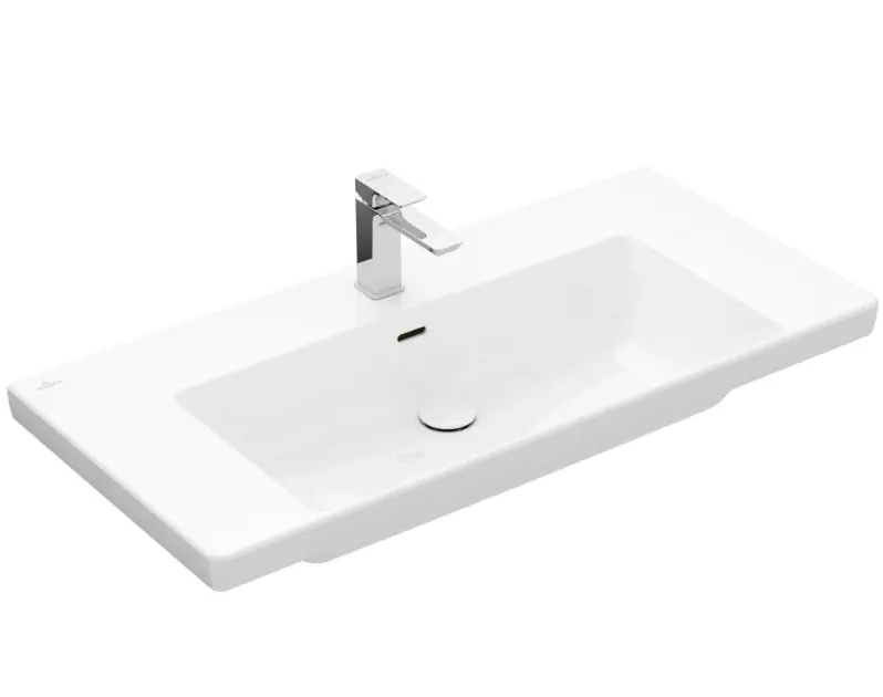 Levně Villeroy & Boch Subway 3.0 - Umyvadlo 100x47 cm, s přepadem, otvor pro baterii, CeramicPlus, Stone White 4A70A5RW
