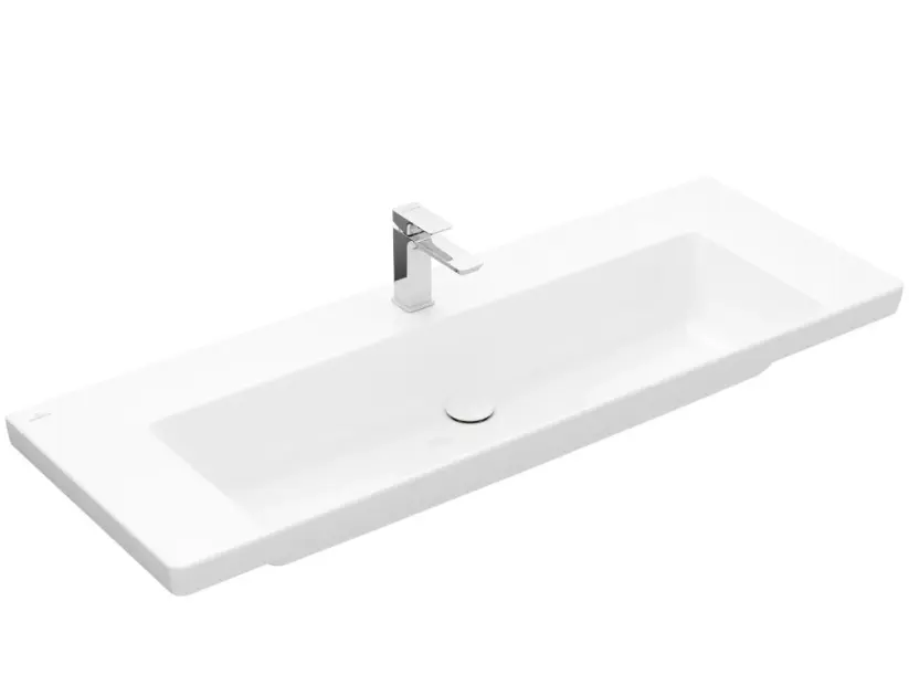 Levně Villeroy & Boch Subway 3.0 - Umyvadlo 130x47 cm, bez přepadu, otvor pro baterii, CeramicPlus, Stone White 4A70D2RW