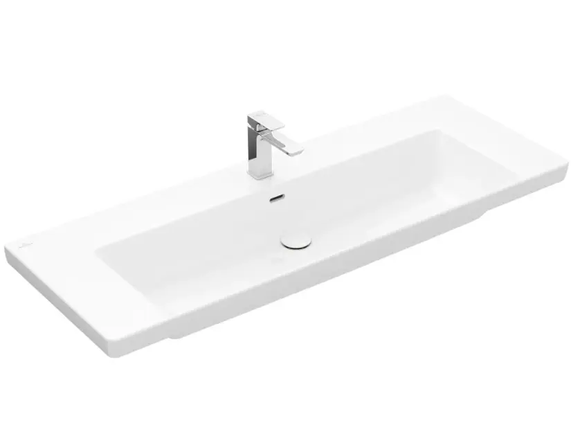 Levně Villeroy & Boch Subway 3.0 - Umyvadlo 130x47 cm, s přepadem, otvor pro baterii, alpská bílá 4A70D501