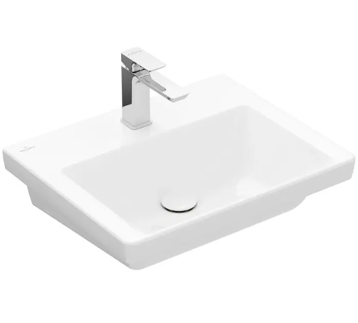 Levně Villeroy & Boch Subway 3.0 - Umyvadlo 55x44 cm, bez přepadu, otvor pro baterii, CeramicPlus, alpská bílá 4A7056R1