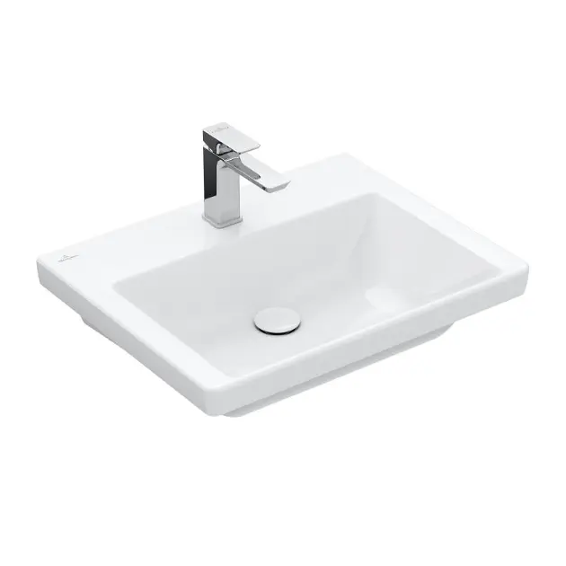 Levně Villeroy & Boch Subway 3.0 - Umyvadlo 60x47 cm, bez přepadu, otvor pro baterii, CeramicPlus, Stone White 4A7061RW