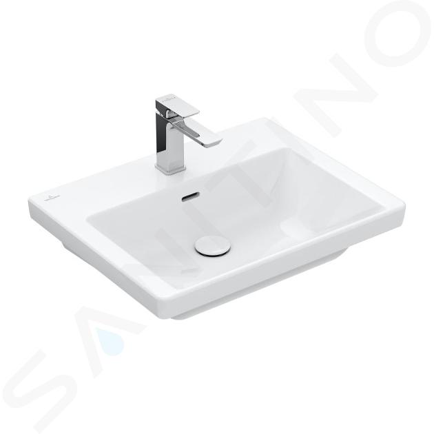 Villeroy & Boch Subway 3.0 - Umyvadlo 60x47 cm, s přepadem, otvor pro baterii, alpská bílá 4A706001