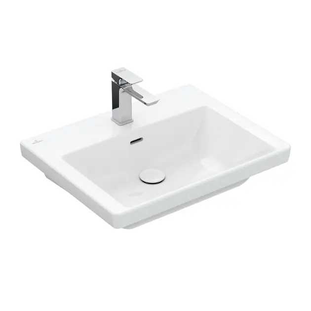 Levně Villeroy & Boch Subway 3.0 - Umyvadlo 60x47 cm, s přepadem, otvor pro baterii, CeramicPlus, Stone White 4A7060RW