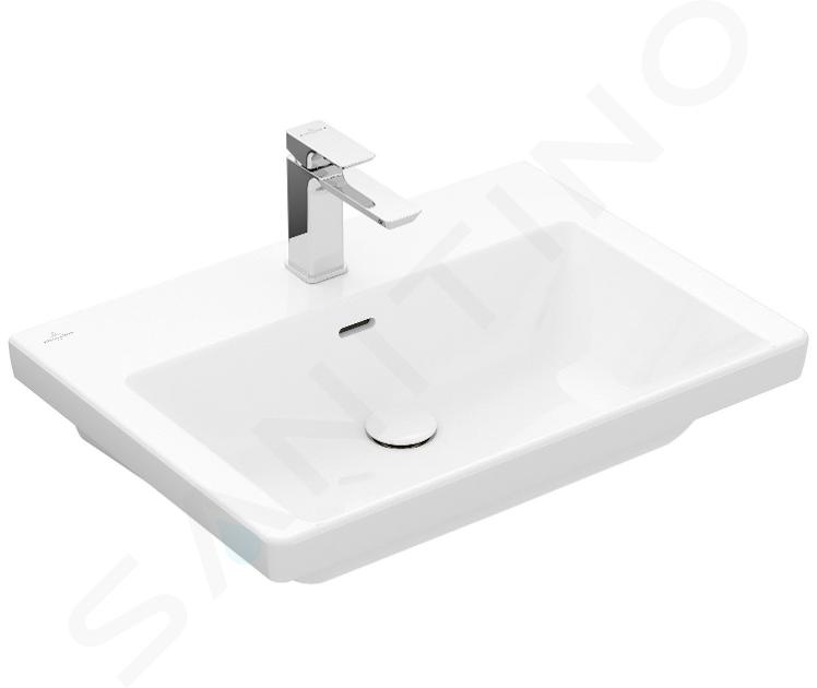 Villeroy & Boch Subway 3.0 - Umývadlo 650x470 mm, s prepadom, otvor na batériu, alpská biela 4A706501