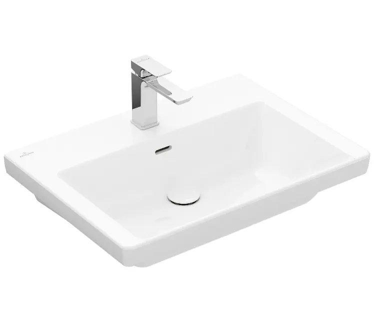 Levně Villeroy & Boch Subway 3.0 - Umyvadlo 65x47 cm, s přepadem, otvor pro baterii, CeramicPlus, Stone White 4A7065RW