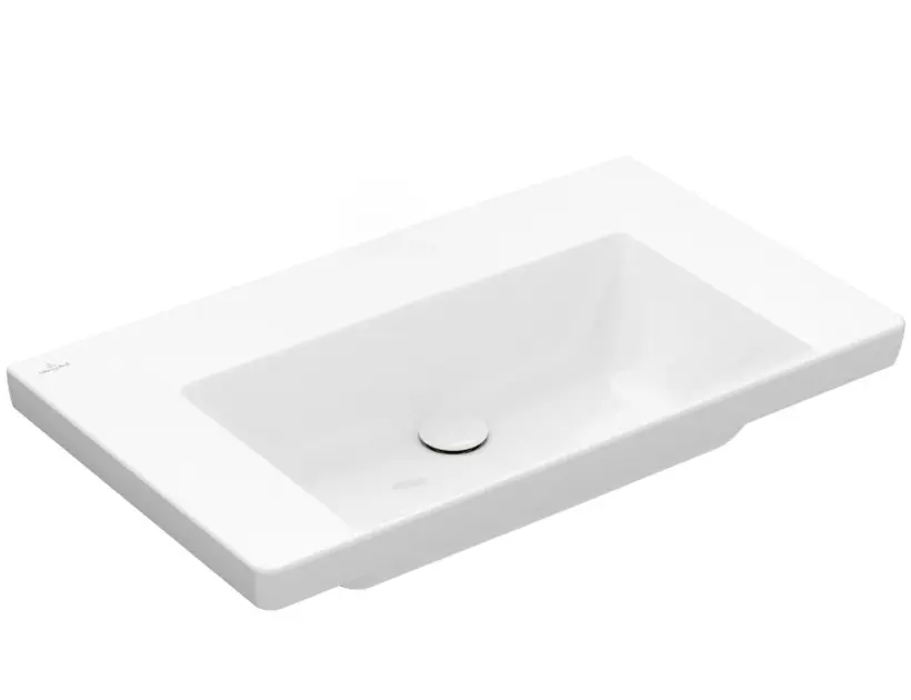 Villeroy & Boch Subway 3.0 - Lavabo 80x47 cm, sin rebosadero, sin orificio para grifería, CeramicPlus, Stone White 4A7083RW