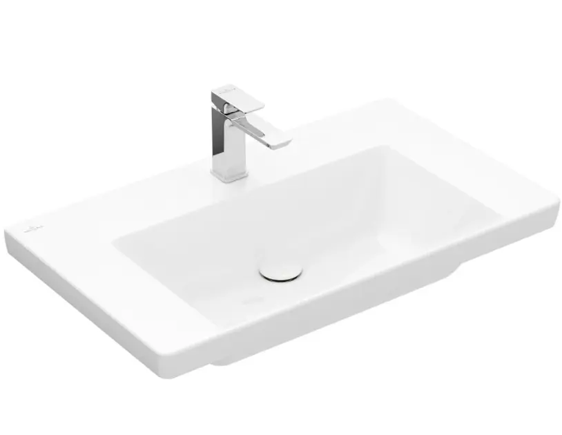 Levně Villeroy & Boch Subway 3.0 - Umyvadlo 80x47 cm, bez přepadu, otvor pro baterii, CeramicPlus, Stone White 4A7081RW