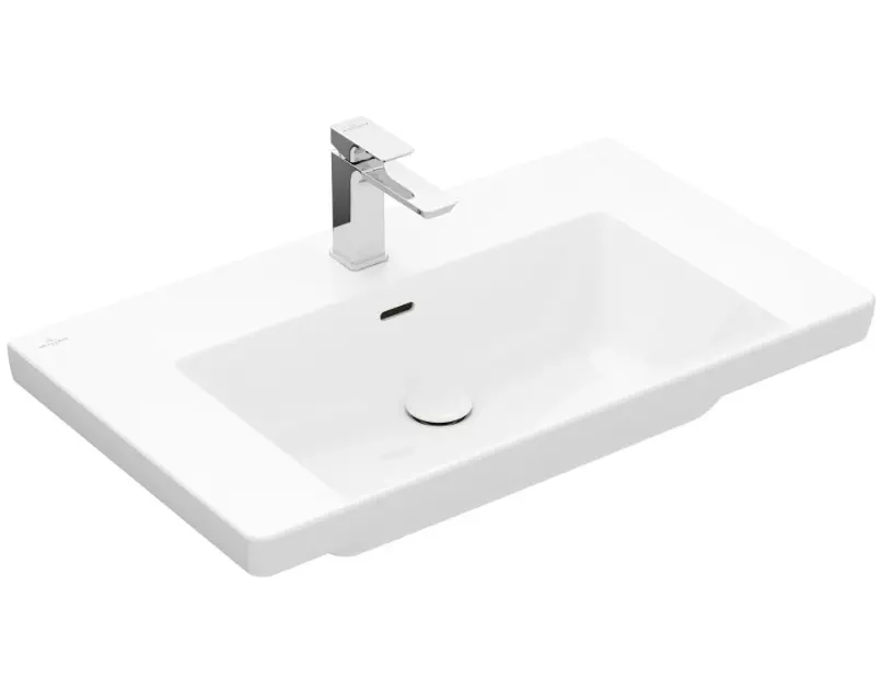 Levně Villeroy & Boch Subway 3.0 - Umyvadlo 80x47 cm, s přepadem, otvor pro baterii, CeramicPlus, Stone White 4A7080RW