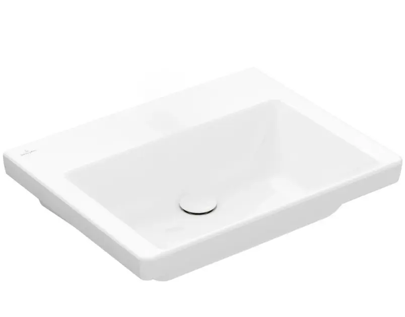 Villeroy & Boch Subway 3.0 - Meuble-lavabo 60x47 cm, sans trop-plein, sans trou pour robinet, CeramicPlus, Stone White 4A706FRW