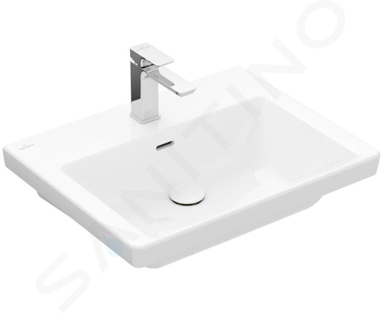 Villeroy & Boch Subway 3.0 - Umývadlo nábytkové, 600x470 mm, s prepadom, otvor na batériu, CeramicPlus, alpská biela 4A706GR1