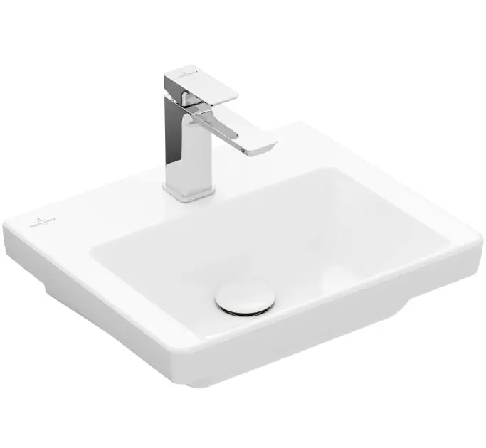 Levně Villeroy & Boch Subway 3.0 - Umývátko 45x37 cm, bez přepadu, otvor pro baterii, CeramicPlus, alpská bílá 437046R1