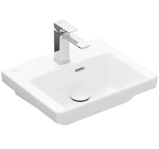 Levně Villeroy & Boch Subway 3.0 - Umývátko 45x37 cm, s přepadem, otvor pro baterii, alpská bílá 43704501