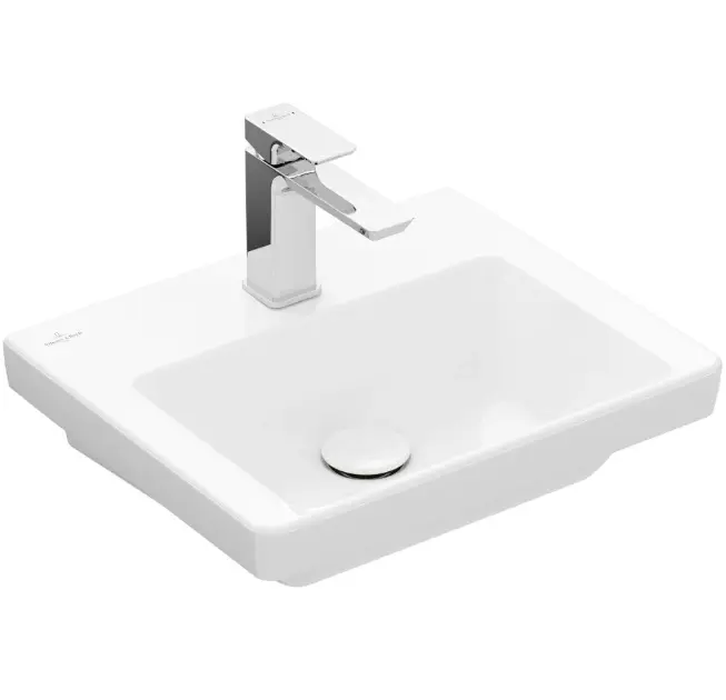 Levně Villeroy & Boch Subway 3.0 - Umývátko nábytkové 45x37 cm, bez přepadu, otvor pro baterii, CeramicPlus, Stone White 4370FLRW