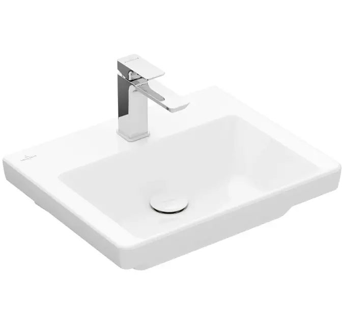 Villeroy & Boch Subway 3.0 - Lavamanos de mueble 500x400 mm, sin rebosadero, orificio para grifería, CeramicPlus, blanco alpino 4370FGR1