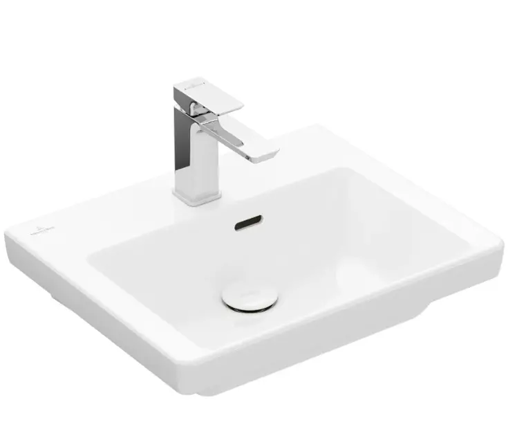 Levně Villeroy & Boch Subway 3.0 - Umývátko nábytkové 50x40 cm, s přepadem, otvor pro baterii, CeramicPlus, alpská bílá 4370FFR1