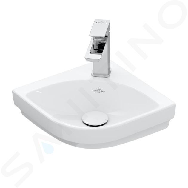 Villeroy & Boch Subway 3.0 - Lavamanos angular 320x320 mm, sin rebosadero, orificio para grifería, CeramicPlus, blanco alpino 437146R1