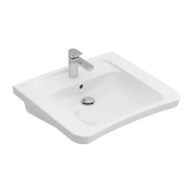 Levně Villeroy & Boch ViCare - Umyvadlo 65x55 cm, s přepadem, otvor pro baterii, AntiBac, CeramicPlus, bílá 517867T2