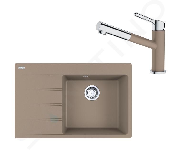 Franke Sets - Set G227, fragraniet spoelbak CNG 611-78 TL/7 en keukenkraan FC 3055.424, cashmere/chroom 114.0650.828