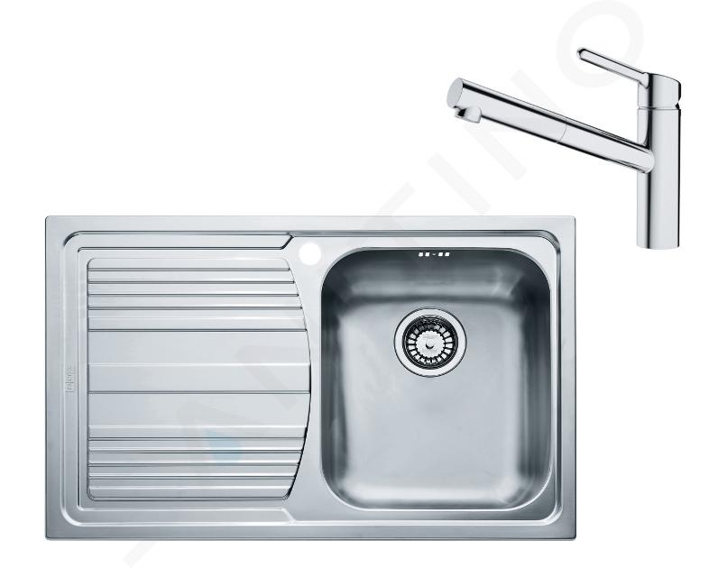 Franke Colonnes - Set N87, évier en inox LLX 611/7 et mitigeur FC 3055.031, inox / chrome 101.0650.598