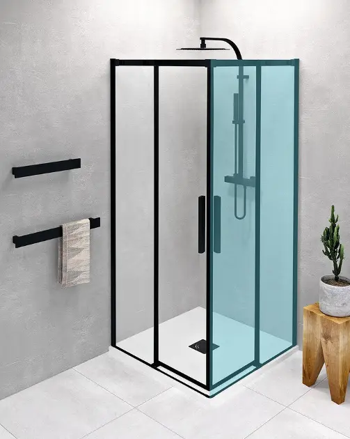 Polysan Altis Line - Porte de douche, 100x200 cm, noir mat/verre transparent AL1512B