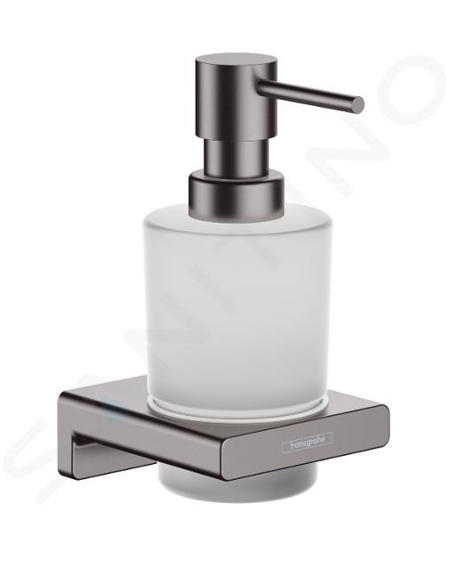 Hansgrohe AddStoris - Distributeur de savon avec support, verre mat / chrome noir brossé 41745340