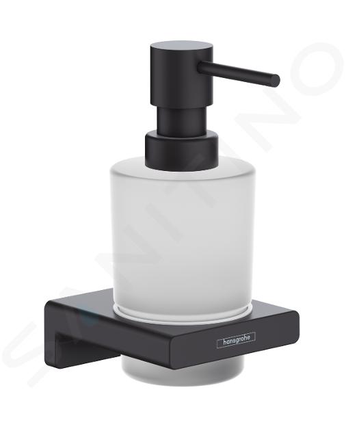 Hansgrohe AddStoris - Dispenser di sapone liquido con supporto, vetro opaco/nero opaco 41745670