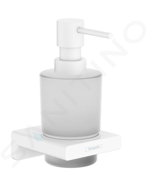 Hansgrohe AddStoris - Dispenser di sapone liquido con supporto, vetro opaco/bianco opaco 41745700