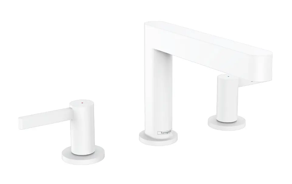 Levně Hansgrohe Finoris - Umyvadlová baterie, 3-otvorová instalace, s výpustí Push-Open, EcoSmart, matná bílá 76033700