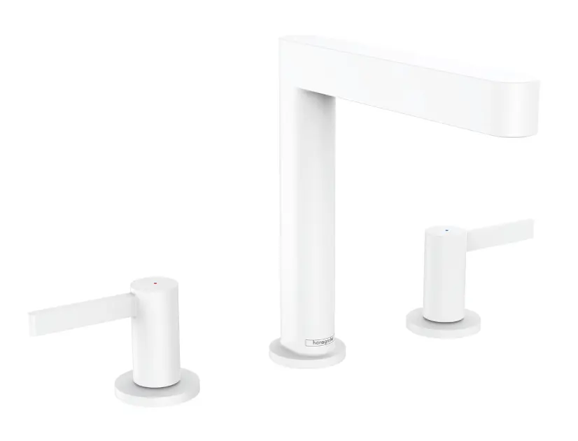 Levně Hansgrohe Finoris - Umyvadlová baterie, 3-otvorová instalace, s výpustí Push-Open, EcoSmart, matná bílá 76034700