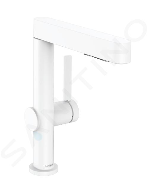 Hansgrohe Finoris - Grifo de lavabo 230, con desagüe Push-Open y ducha extraíble, EcoSmart, blanco mate 76063700