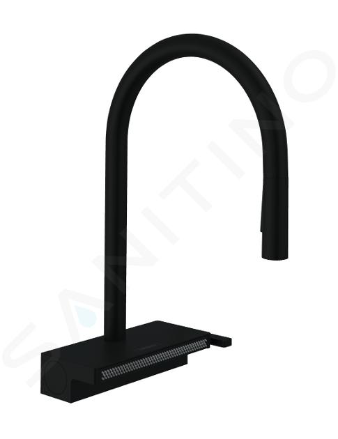 Hansgrohe M81 - Grifo de fregadero Aquno Select 170 con ducha extraíble y chorro plano, sBox, negro mate 73831670