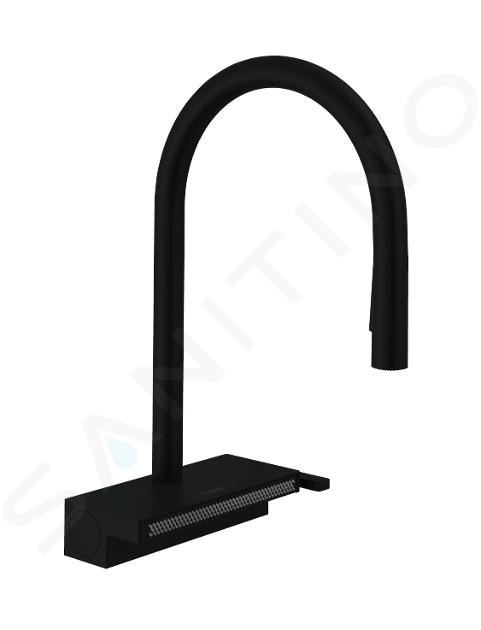 Hansgrohe M81 - Mitigeur d'évier Aquno Select 170 avec douchette extractible et jet plat, noir mat 73837670