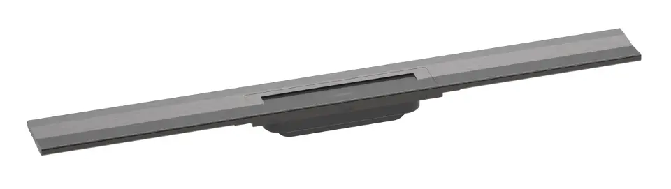 Levně Hansgrohe RainDrain Flex - Lineární sprchový žlab s nerezovým roštem 800, ke stěně, zkrátitelný, kartáčovaný černý chrom 56051340