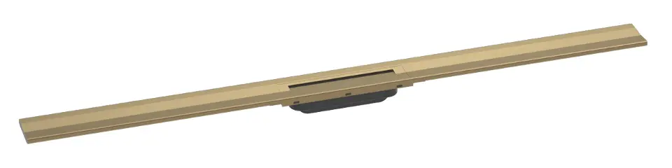 Hansgrohe RainDrain Flex - Lineáris zuhanykád rozsdamentes acél ráccsal 1200, falra szerelhető, rövidíthető, csiszolt bronz színű 56054140