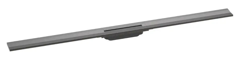 Hansgrohe RainDrain Flex - Lineáris zuhanytálca rozsdamentes acél ráccsal 1200, falra szerelhető, rövidíthető, fekete króm csiszolt kivitelben 56054340