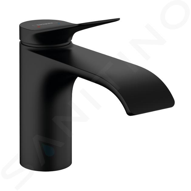 Hansgrohe Vivenis - Baterie lavoar 80, cu evacuare, EcoSmart, negru mat 75010670