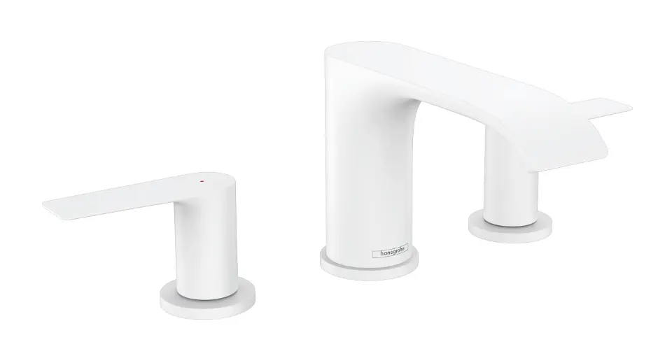 Hansgrohe Vivenis - Waschtischarmatur 90, 3-Loch Installation, mit Ablaufgarnitur Push-Open, EcoSmart, weiß matt 75033700