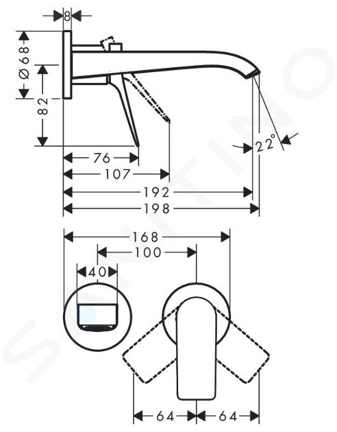 HANSGROHE - Mitigeur de lavabo encastré mural VIVENIS bec L 192 mm bonde à  écoulement libre Noir mat Réf. 75050670