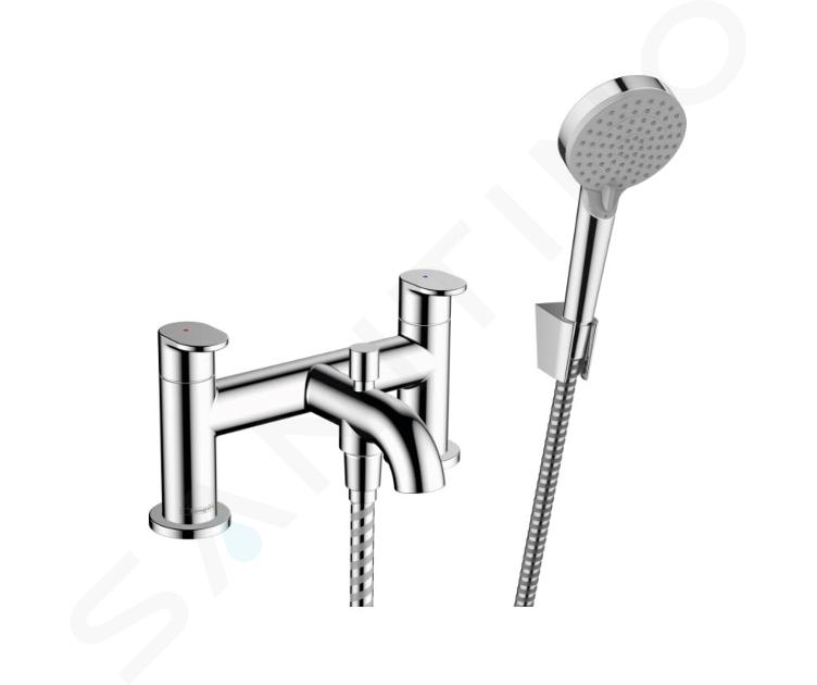 Hansgrohe Vernis Blend - Badewannenrandarmatur mit Zubehör, 2-Loch-Installation, verchromt 71461000