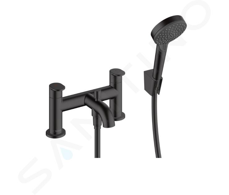 Hansgrohe Vernis Blend - Baterie cu montare pe cadă, cu accesorii, instalare cu 2 găuri, negru mat 71461670