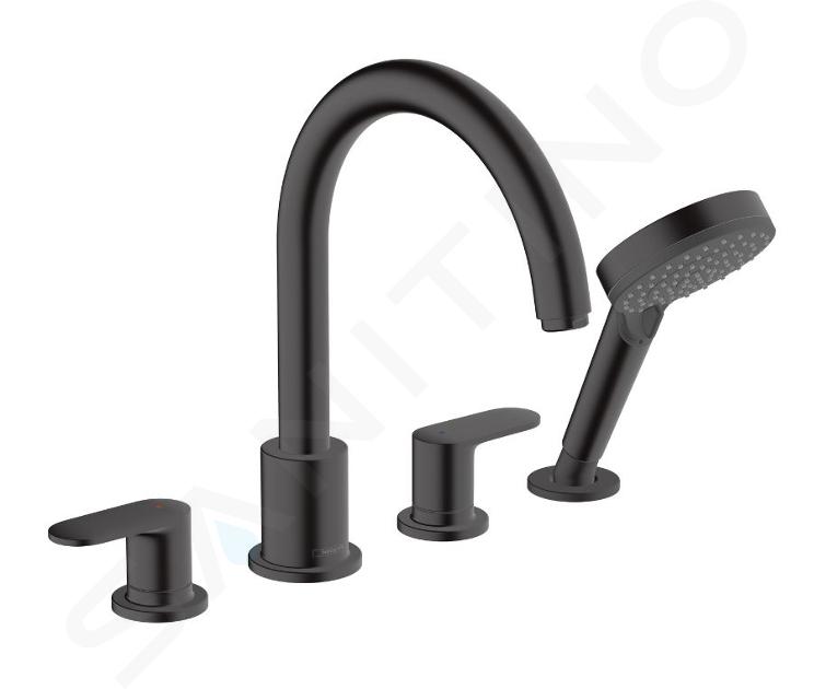 Hansgrohe Vernis Blend - Baterie cu montare pe cadă, instalare cu 4 găuri, negru mat 71456670