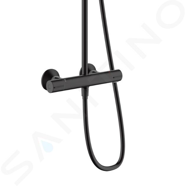 Hansgrohe Vernis Blend - Conjunto de ducha Showerpipe 240 con termostato, 2  chorros, negro mate 26426670