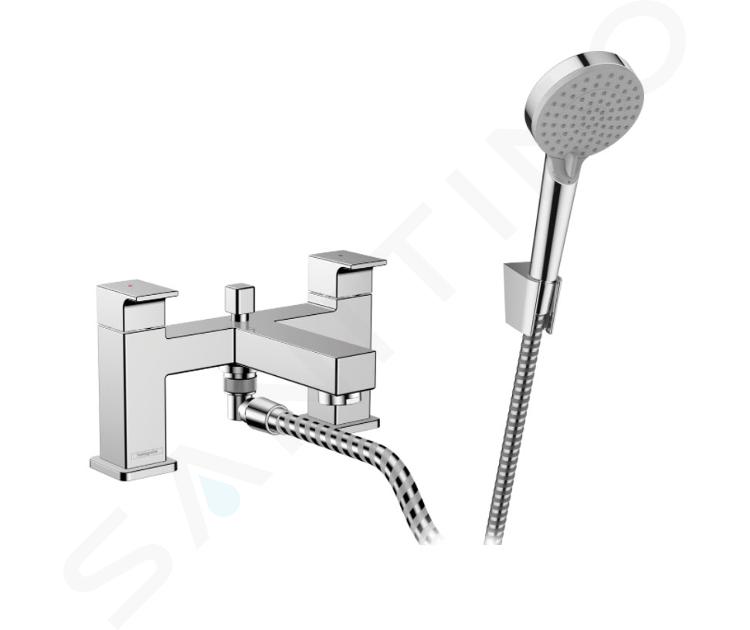 Hansgrohe Vernis Shape - 2-otworowa bateria na brzeg wanny  z akcesoriami, chrom 71462000